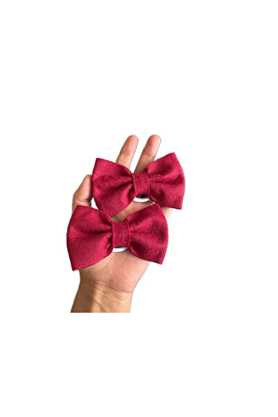 feltland felt hair bows for girls, Top Bottom Set of 2, 9*6cm, burgundy