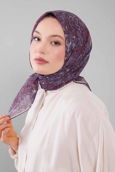 Levidor Burgundy Retro Floral Pattern Silk Coton Scarf