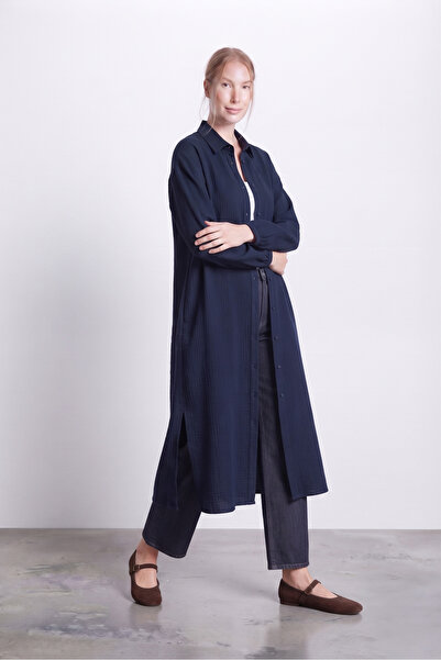ilmek 24048 Women's Draped Comfortable Fit Ferace Shirt