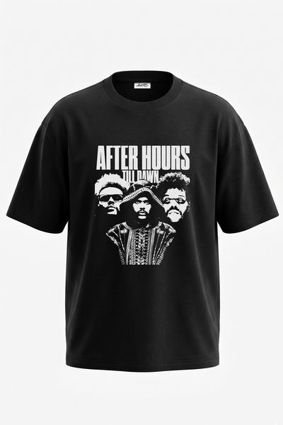 Anetos The Weeknd_27 Design Printed Oversize Black T-Shirt