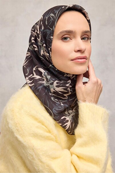 Silk Home وشاح من القطن والبوليستر باللون الأسود-الأنثراسيت والبيج والأخضر بن...