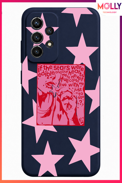 Molly Night Blue Craving Stars Pattern Inside Velvet Silicone Case for Samsun...