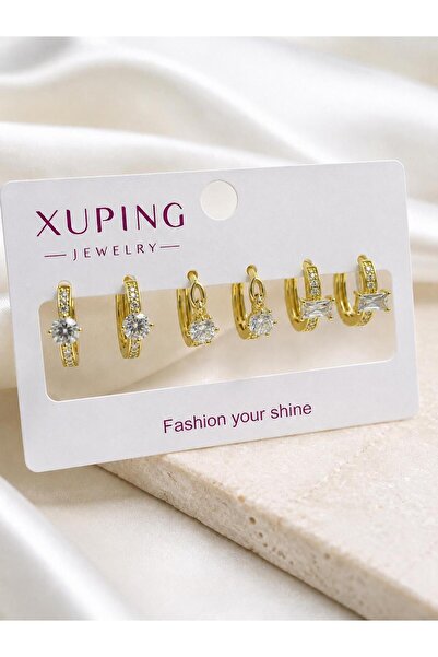 XUPING JEWELRY Küpe Seti Xuping Damgalı 14K Altın Kaplama Kuyumcu Model Antia...