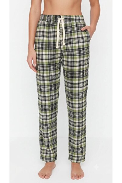 YASAR UNDERWEAR Women's Pajama Bottoms 100% Cotton Plaid Patterned with Pocke...