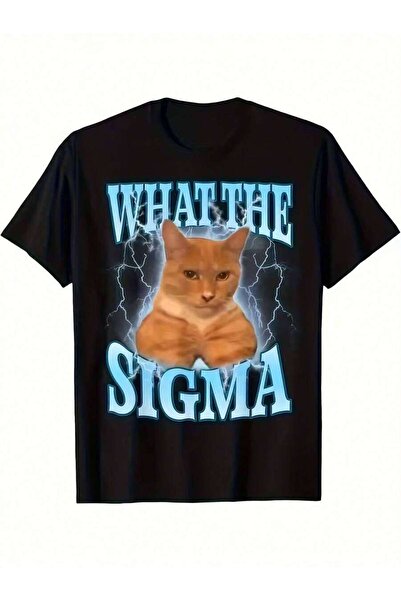 45 BPM تي شيرت رجالي بتصميم قطة سيجما مضحكة بطبعة "WHAT THE SIGMA"، قميص كاجو...
