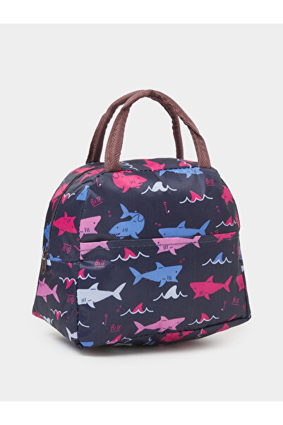 Styli Boys Navy Blue Graphic Print Lunch Bag