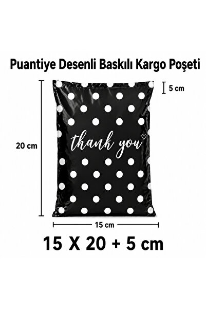 S&M AMBALAJ Puantiye Desenli 140 Mikron Baskılı Kargo Poşeti 15 x 20 + 5 cm -...