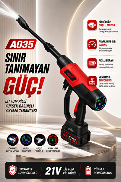 okaoda 💥💥A035 Şarjlı Basınçlı Oto Yıkama Makinesi Kömürsüz Motor Dijital Ek...