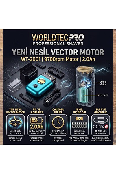 Worldtec WORLDTECPRO WT-2001 SHAVER 9700RPM 2,0AH
