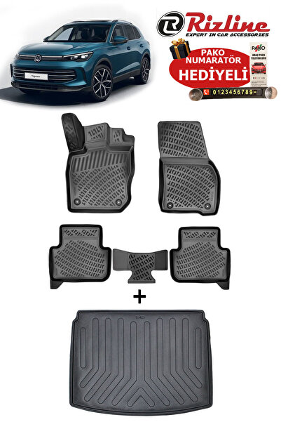 Rizline Volkswagen Tiguan 2024-2025-2026 Havuzlu Paspas ve ALT KADEME Bagaj H...