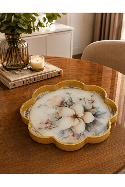 Zucci Home 36 cm Decorative Glass Presentation Tray |   Magnolia Bloom |   De...