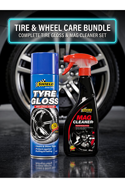 SHIEID Shield Tyre & Wheel Care Bundle, Tyre Cleaner Gloss Aerosol 400ml + Ma...