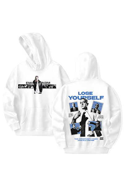 STİL-X Eminem Printed Cotton Long Sleeve 3 Thread Hooded Sweatshirt