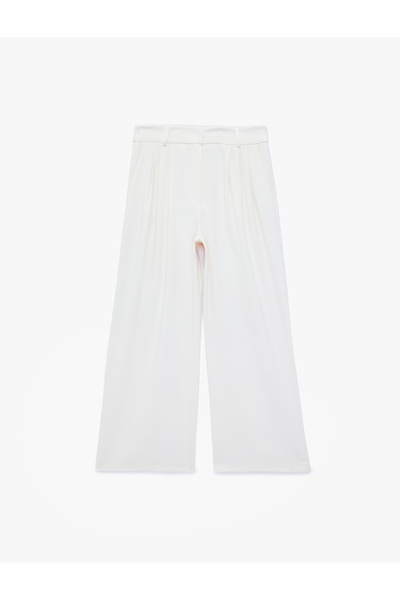 Koton Pleated Straight Wide-Leg Baggy Fabric Trousers with Pockets