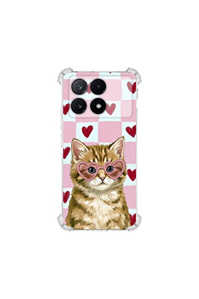 PrintiFy Poco X6 Pro ile Uyumlu Pembe Pötikare Serisi Çapkın Mırnav Tasarımlı...