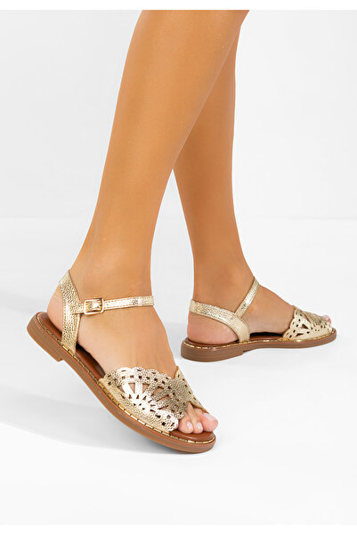 B T Shoes Sandale cu talpa joasa Arasela aurii