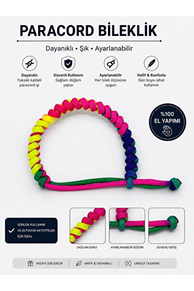 ePhase Ayarlanabilir Unisex Paracord Bileklik 4mm Paraşüt İpinden Özel Tasarı...