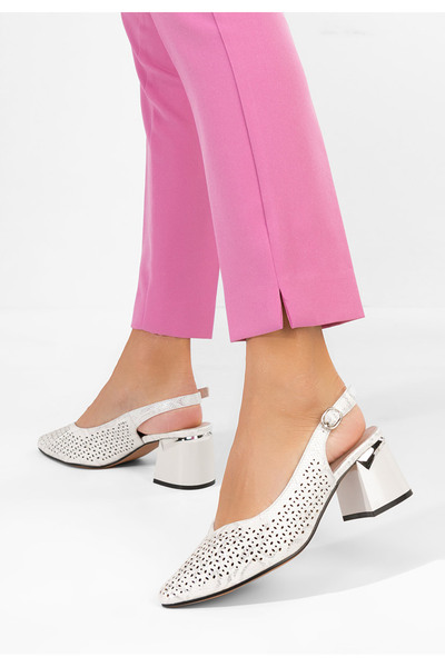 B T Shoes Λευκά παπούτσια slingback Εβαντιόρα