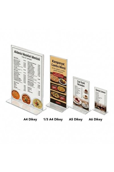 reklam etkisi Föylük Masaüstü T Tipi Dikey A6 (10.5x14.8 cm) - Şeffaf Akrilik Broşürlük