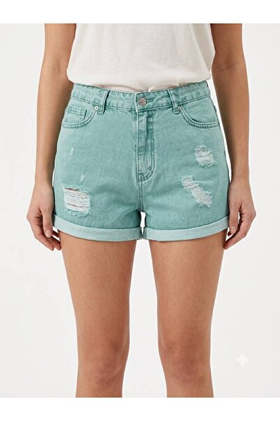 Joytrend Kadın Duble Paçalı Klasik Kesim Pamuklu Denim Şort