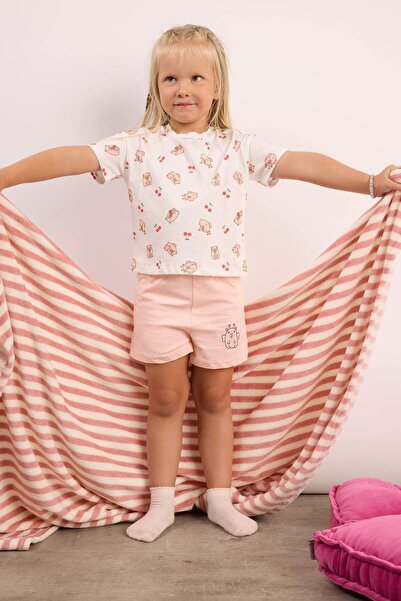 DeFacto Printed Shorts 2-Piece Pink Pajama Set for Baby Girl I0405A526Hs