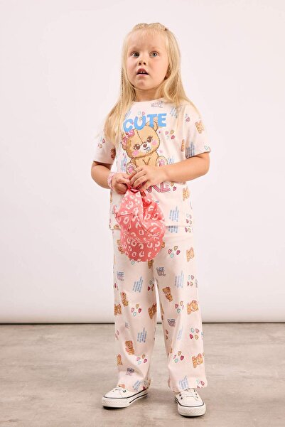 DeFacto 2-Piece Light Pink Set with Teddy Bear for Baby Girl I0773A526Au