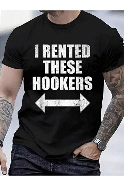 KYMC07 تي شيرت للجنسين من القطن 100% بطباعة "I Rented These Hookers" مضحك للن...