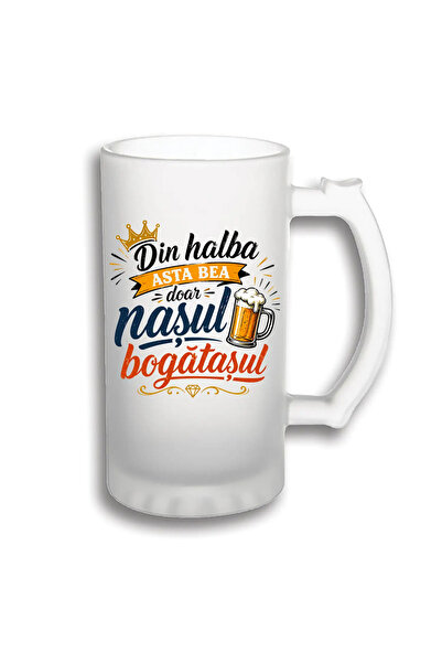 peGiftuiala Halbă de Bere Personalizată 500 ml – „Din Halba Asta Bea Doar Naș...