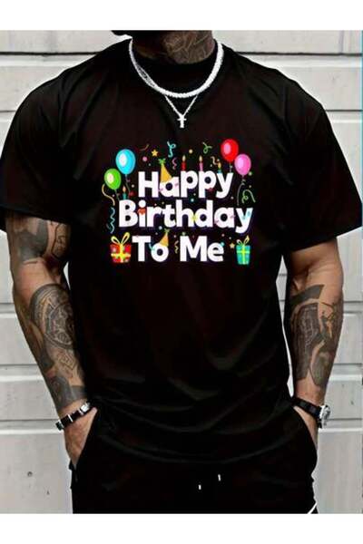 45 BPM تي شيرت مصنوع من القطن بنسبة 100% بتصميم Happy To Me Birthday Party لل...