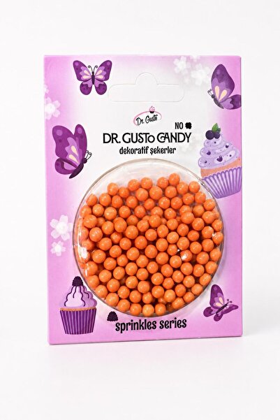 Dr. Gusto 4 mm Turuncu Boncuk Pasta Süsleme Şekeri