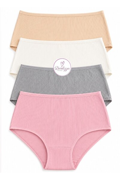 DONLİZZA Cotton Ribbed Women's Panties New Design 4 Pieces