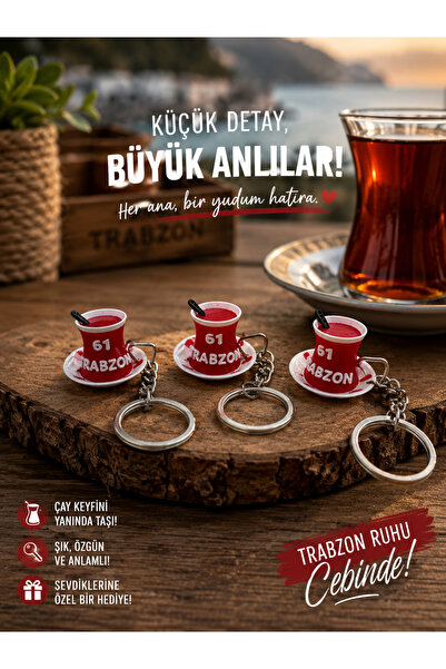 seymen bıçakçılık Σετ 3 τεμαχίων Trabzon 61 Μινιατούρα Μπρελόκ με Φλιτζάνια Τ...