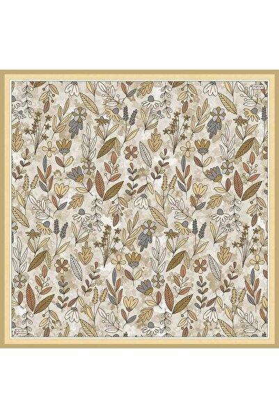 Levidor Yellow Wildflower Pattern Twill Silk Scarf