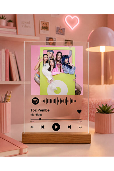 Genel Markalar Manifest Toz Pembe Spotify Tasarımlı Pleksi Dekor