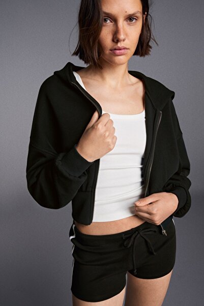 Bershka Fermuarlı kapüşonlu sweatshirt