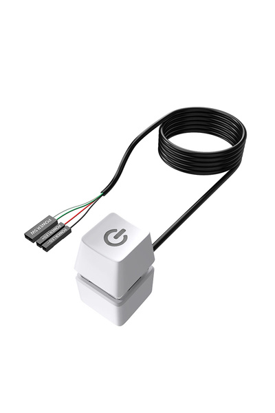 Choice 1.8m White PC Extension On/Off Square Button with LED Strip Computer P...
