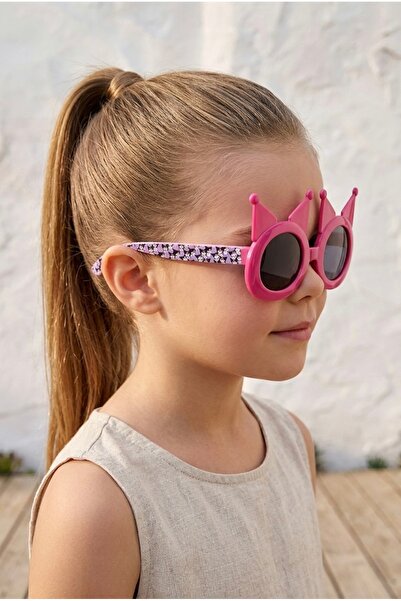 Chunky Frame نظارات شمسية للفتيات باللون الفوشيا الوردي مرخصة من كورومي مع فل...
