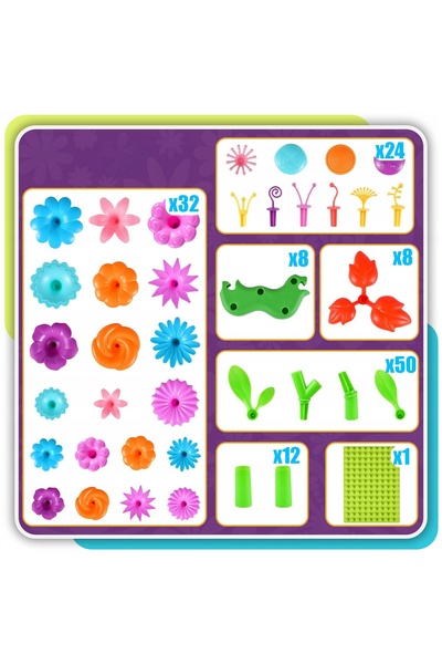 Stator Blocuri de construcție cu flori Puzzle de grădină Montessori 135 el Ku...