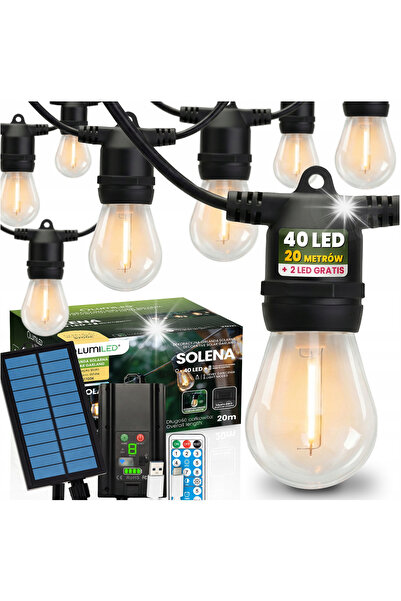 Lumiled Ghirlandă luminoasă solară de grădină cu 40 LED-uri pentru balcon, 20...
