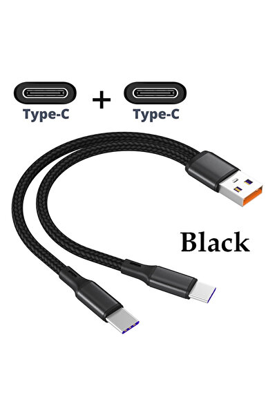 choice2 كابل شحن USB مزدوج 1.2 متر، أسود، من النوع C وMicro USB، مشبك Y، شحن ...