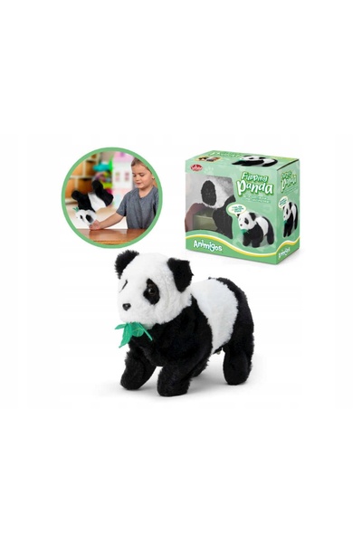 TOBAR Jucăria de pluș Animigos Panda Interactive World Nature provoacă senzație.