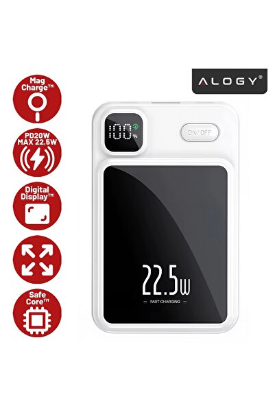 ALOGY Powerbank MagSafe Magnetic Fără Fir prin Inducție 10000mAh Puternic + C...