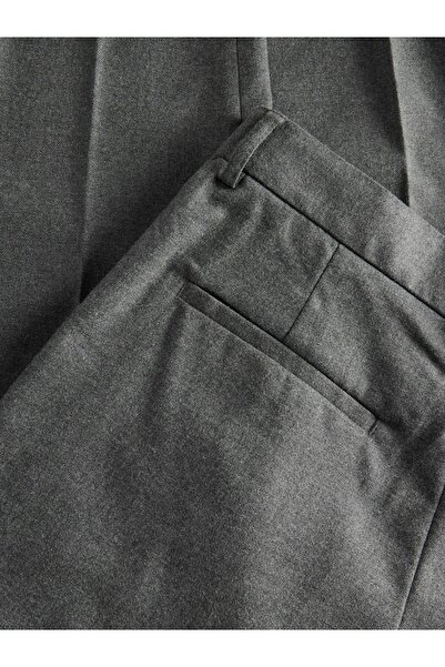 NO BRAND PANTALONI CLASICI GRI CU TIVURI FINISATE ȘI BUCĂȚI EXTRALEGAȚOARE DI...