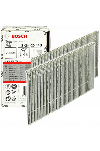 Bosch Cuie 44mm tip SK64-20 G 2000 bucăți pentru pistol de cuie GNH 18V-64 M