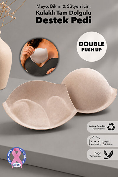 Juene Tam Dolgulu Göğüs Pedi - Mayo Bikini Sütyen İçin Kulaklı Push Up Destek...