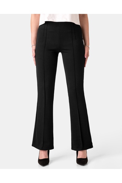NO BRAND Pantaloni de damă eleganți, negri, mărime mare, cu picior larg și ev...