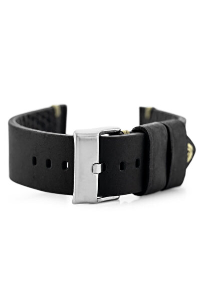 NO BRAND Curea de ceas din piele W93 - Negru/Bej 22mm