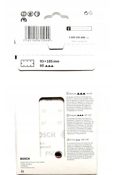 NO BRAND Hârtie abrazivă Bosch 93x185mm 8 găuri P60 10 bucăți