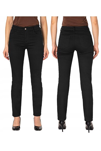 NO BRAND Pantaloni negri eleganți de damă, blugi din bumbac cu croială dreapt...
