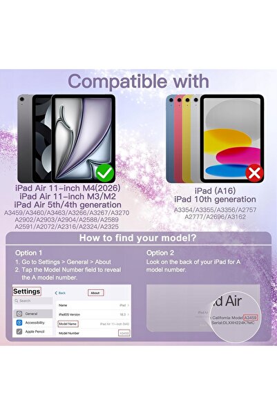 NO BRAND Husă Jetech pentru iPad 11 A16 iPad 10.9 " A3354 A2696 cu Suport, Sc...